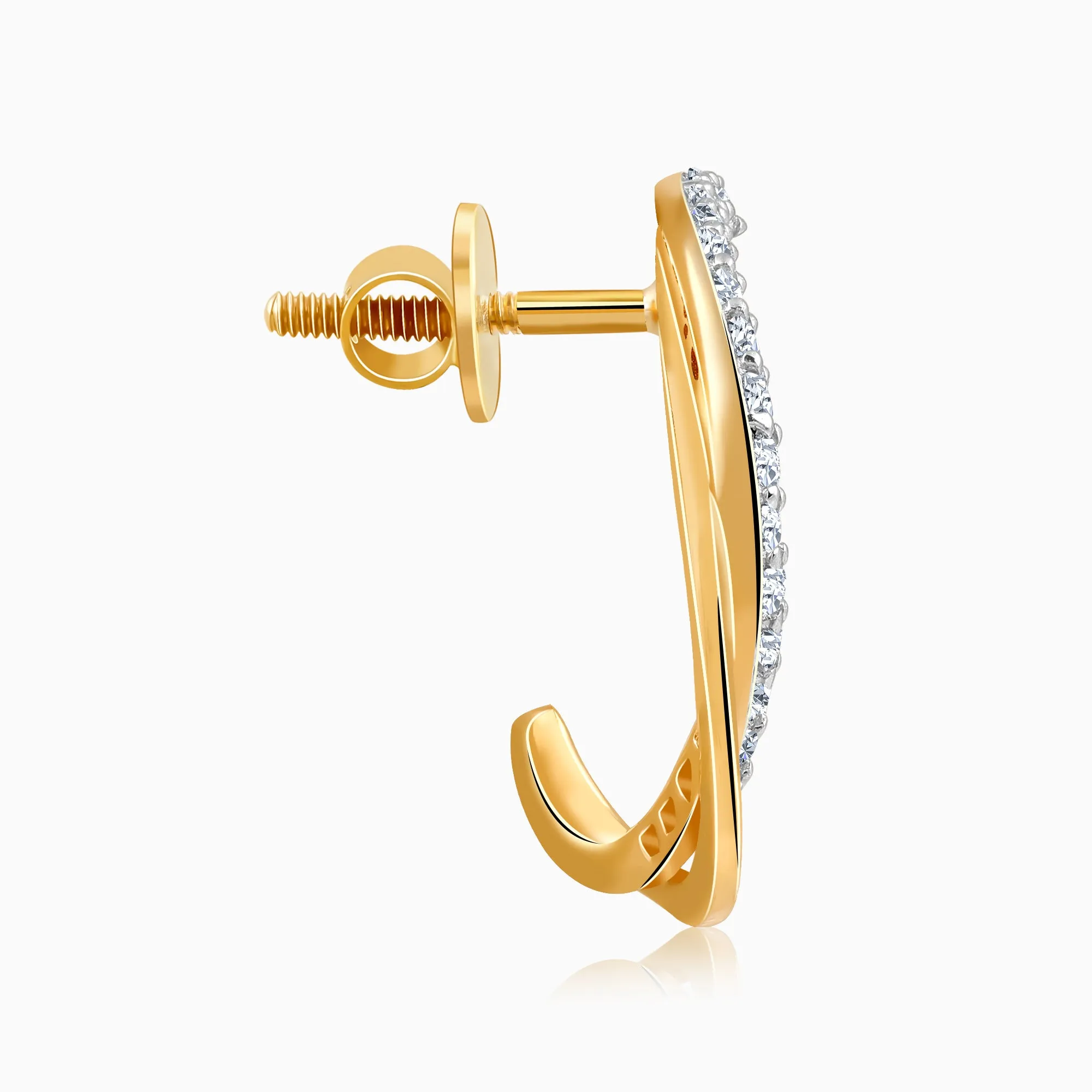 Gold Diana J-hoop Diamond Earrings