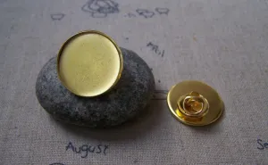 Gold Tie Tack Clutch Lapel Pin Brooch 20mm Bezel Set of 10 A5157
