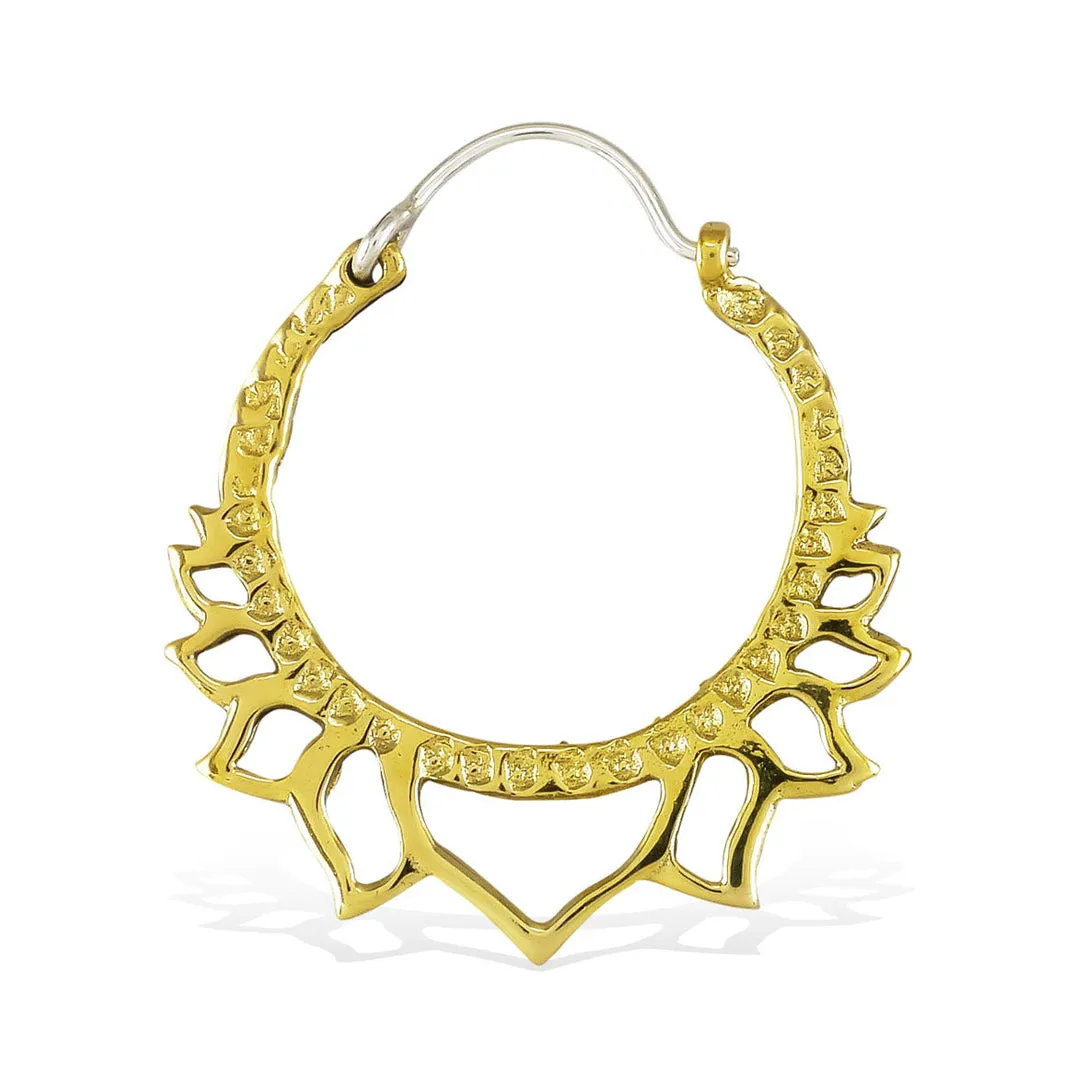 Golden Lotus Hoops - Silver Posts