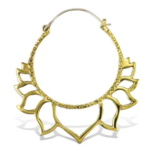 Golden Lotus Hoops - Silver Posts