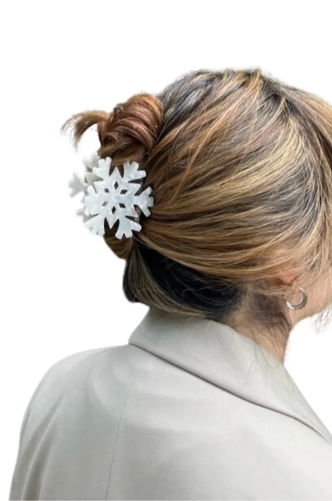 Hand-Painted Snowflake Claw Clip