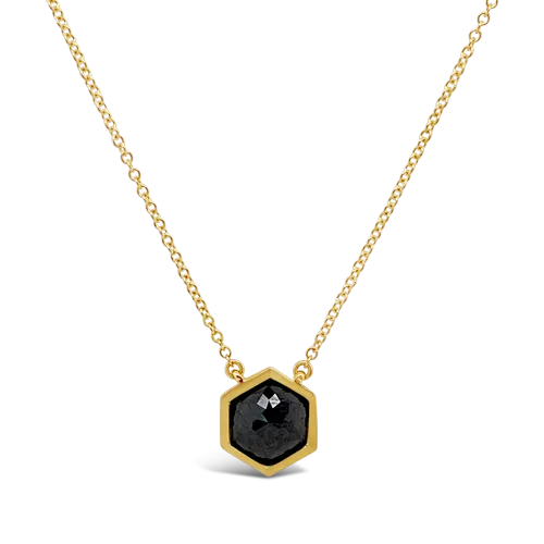 Hexagon Shaped Black Diamond Pendant