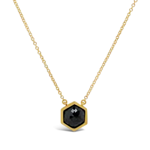 Hexagon Shaped Black Diamond Pendant