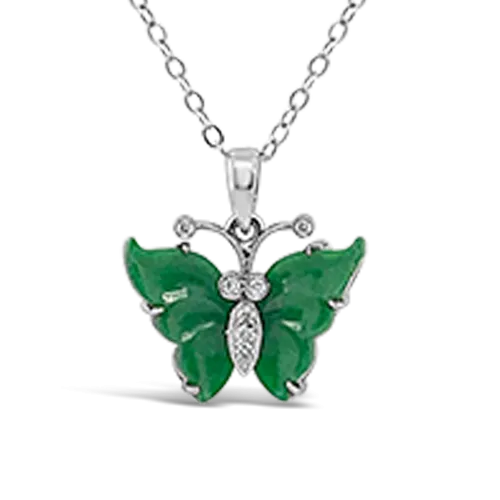 Jadite & Diamond EstateButterfly Pendant