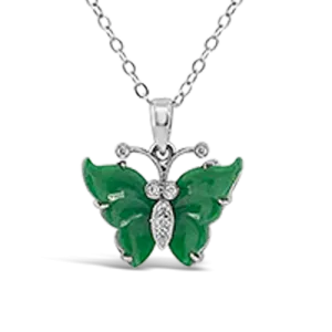 Jadite & Diamond EstateButterfly Pendant