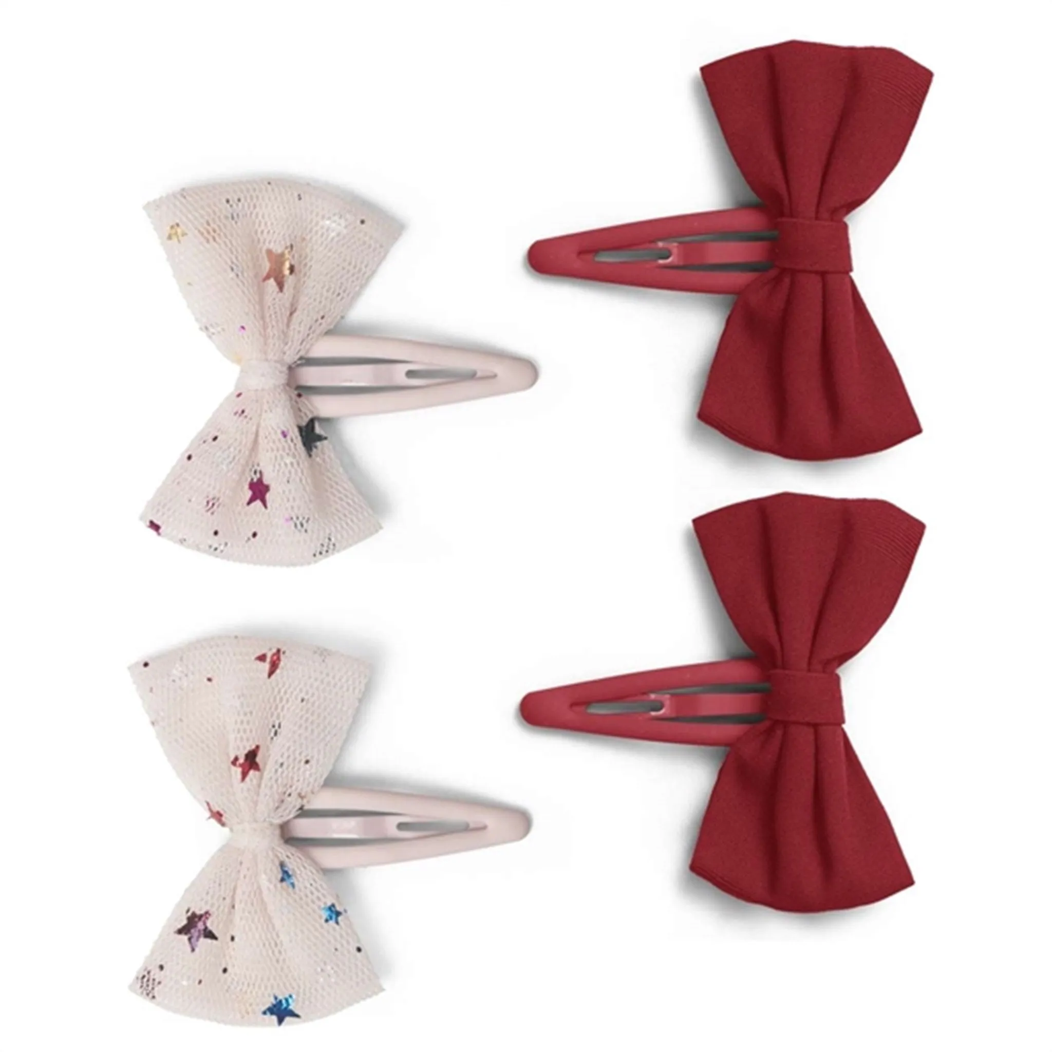 Konges Sljd Hair Clip Tulle Bowtie 4-pack Multi Star/Red