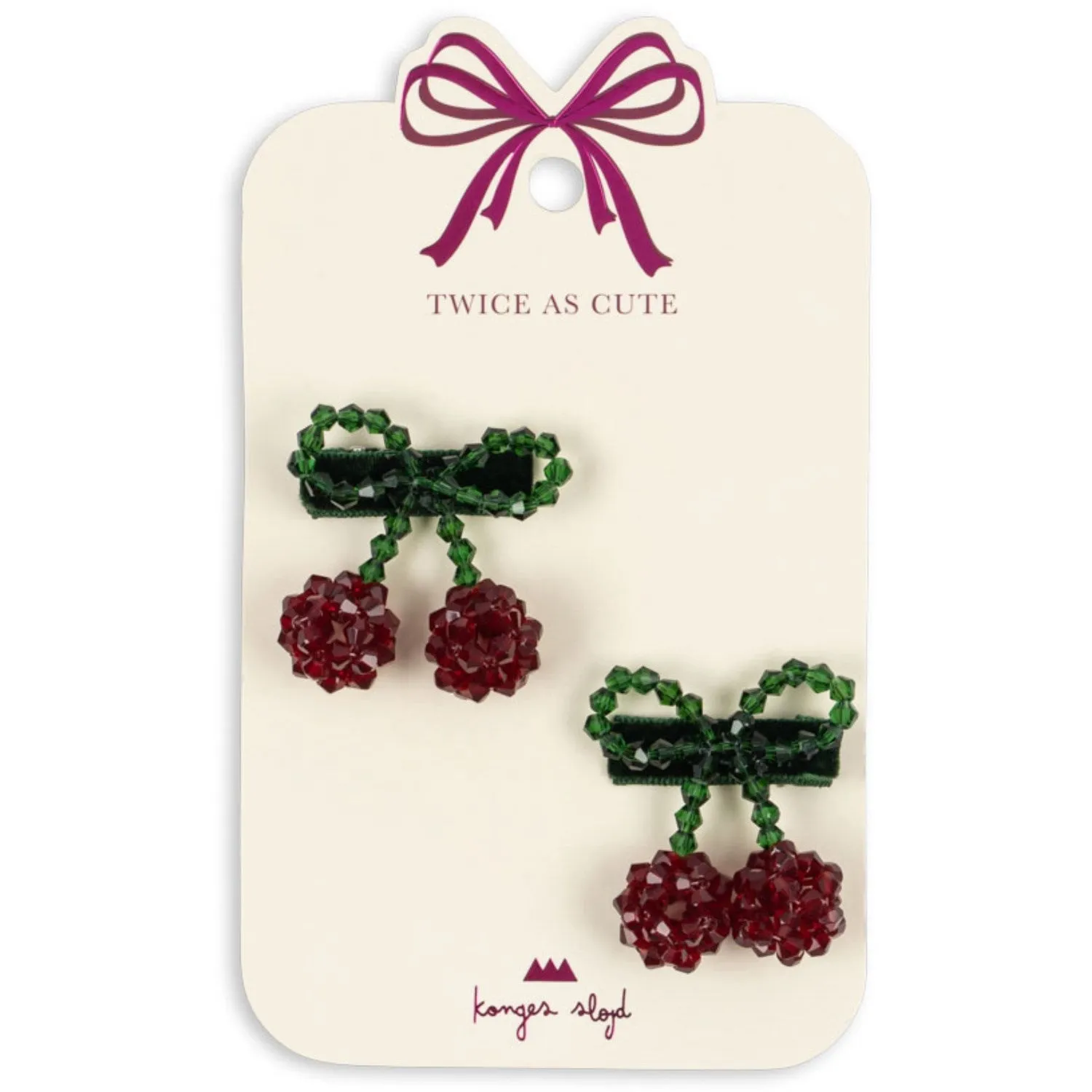 Konges Sl?jd Red/Glitter 2 Pack Cherry Hair Clip