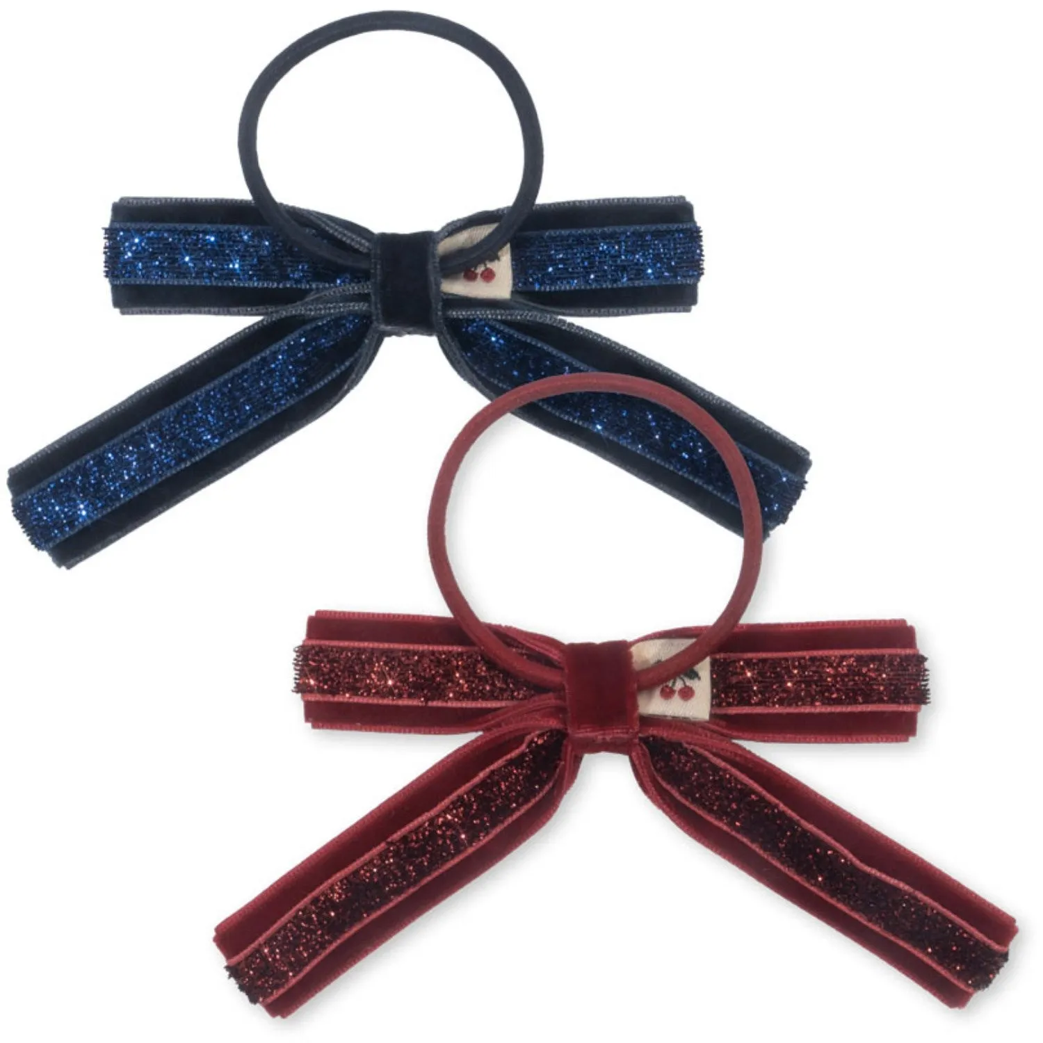 Konges Sl?jd Red/Navy 2 Pack Velvet Bow Elastic