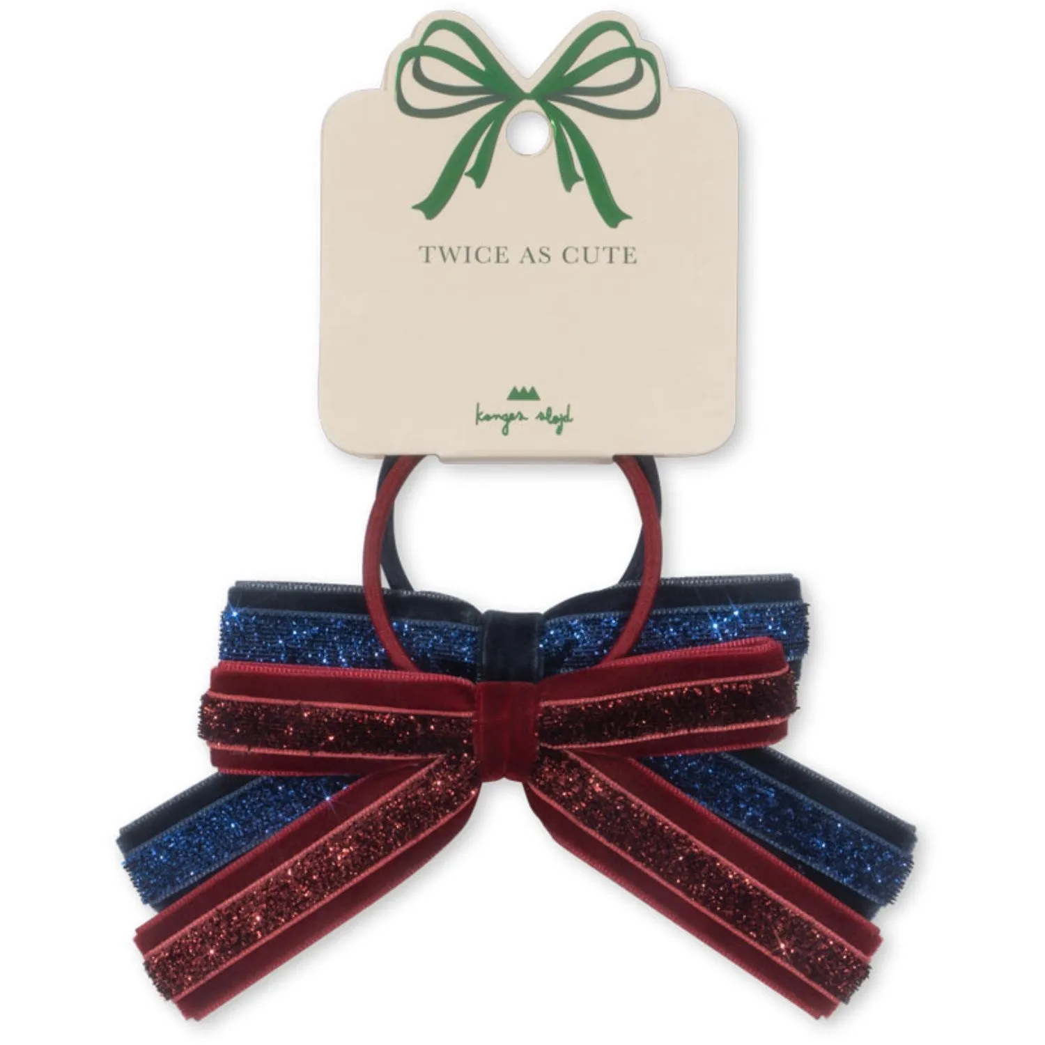 Konges Sl?jd Red/Navy 2 Pack Velvet Bow Elastic