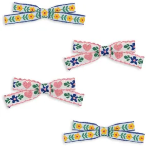 Konges Sl?jd White/Rose 4 Pack Mini Bow Hair Clips