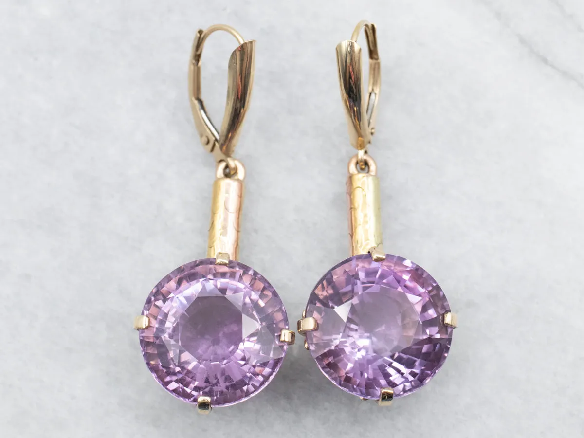 Large Amethyst Gemstone Drop Earrings
