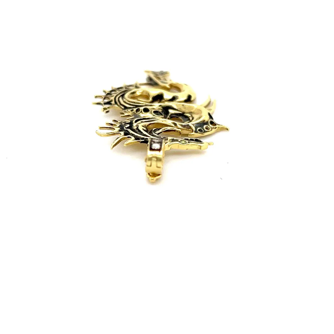 Large Dragon Charm 18kt Green Gold Diamonds