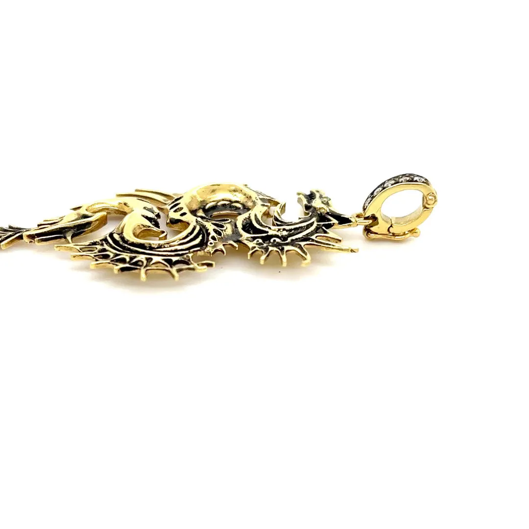 Large Dragon Charm 18kt Green Gold Diamonds