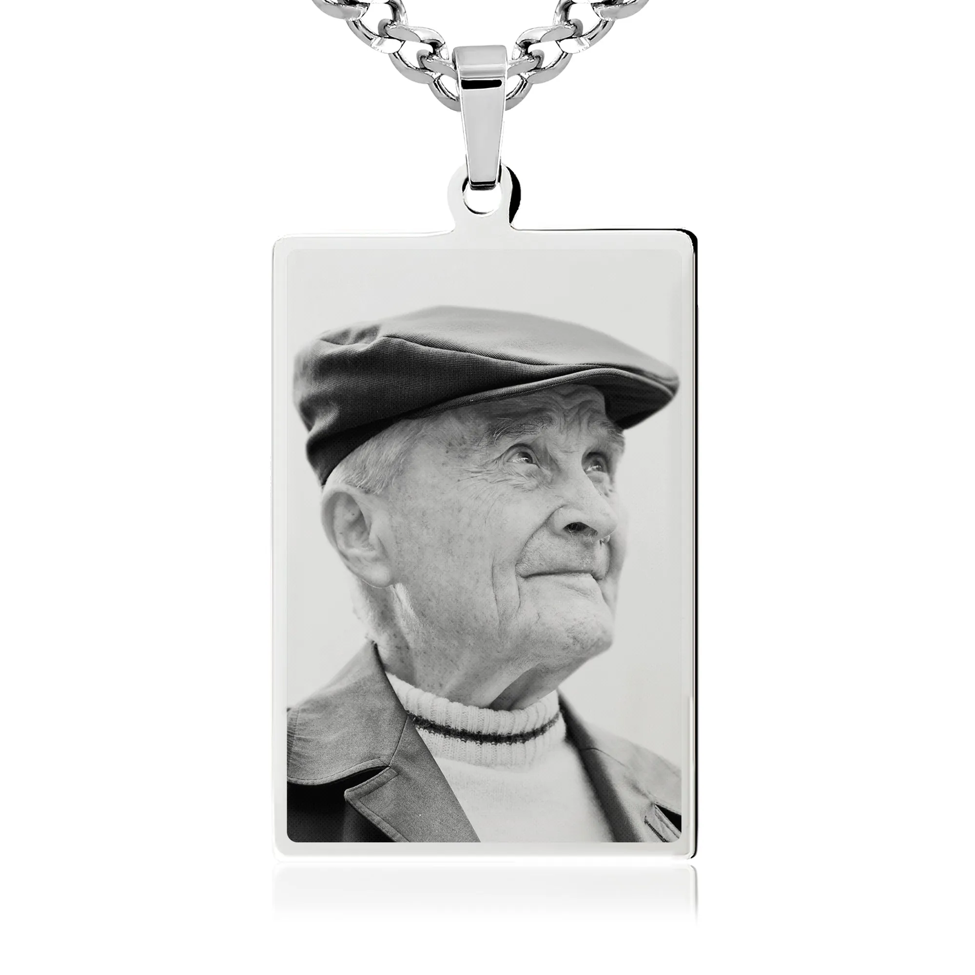 Large Rectangle Necklace - Photo Engraving