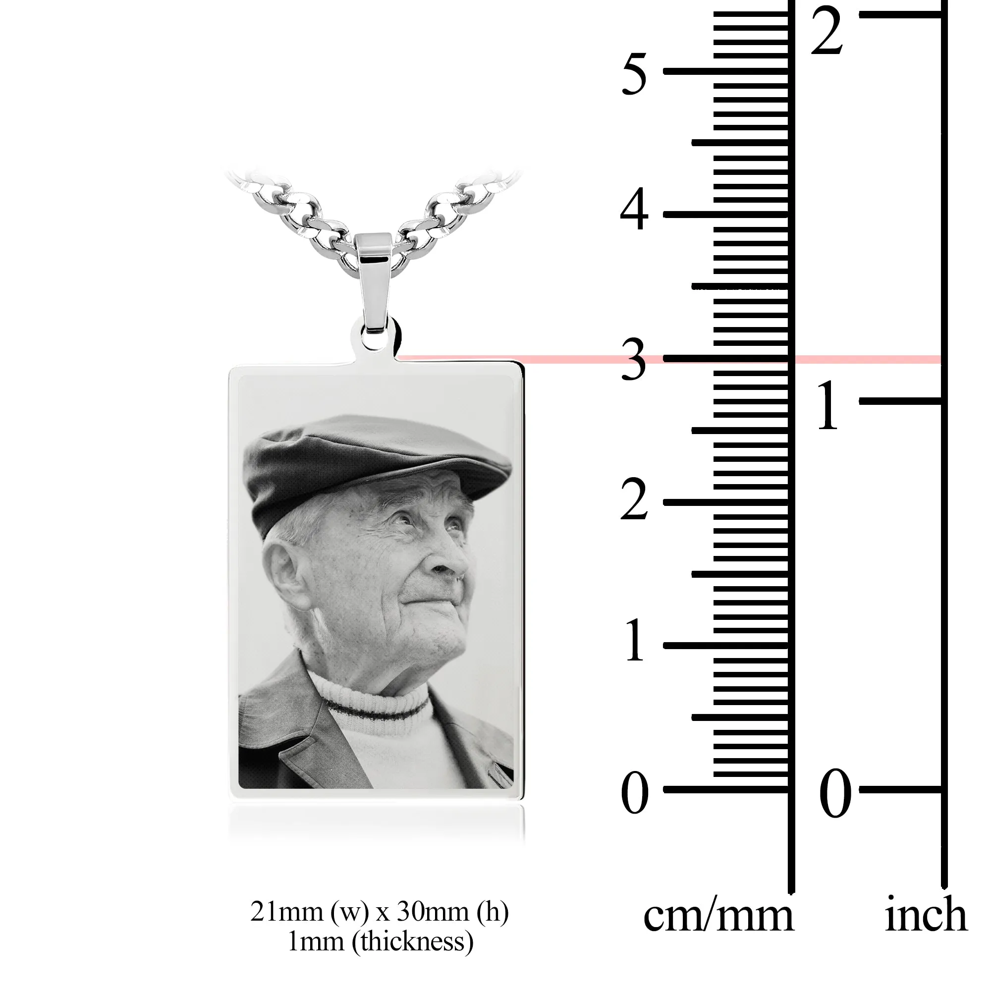 Large Rectangle Necklace - Photo Engraving