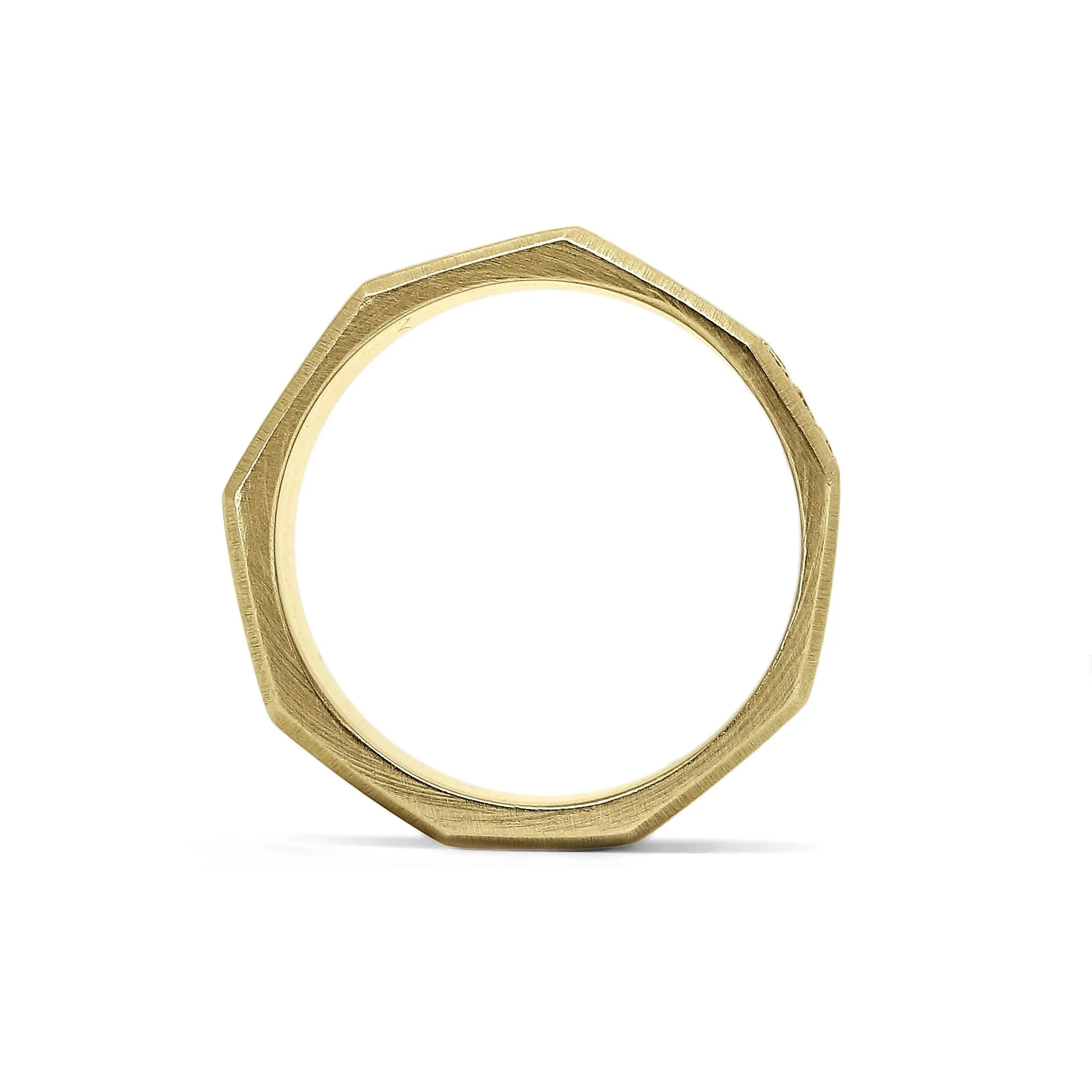 Lisa Ziff Satin Gold Diamond Handmade Facet Bolt Band Ring
