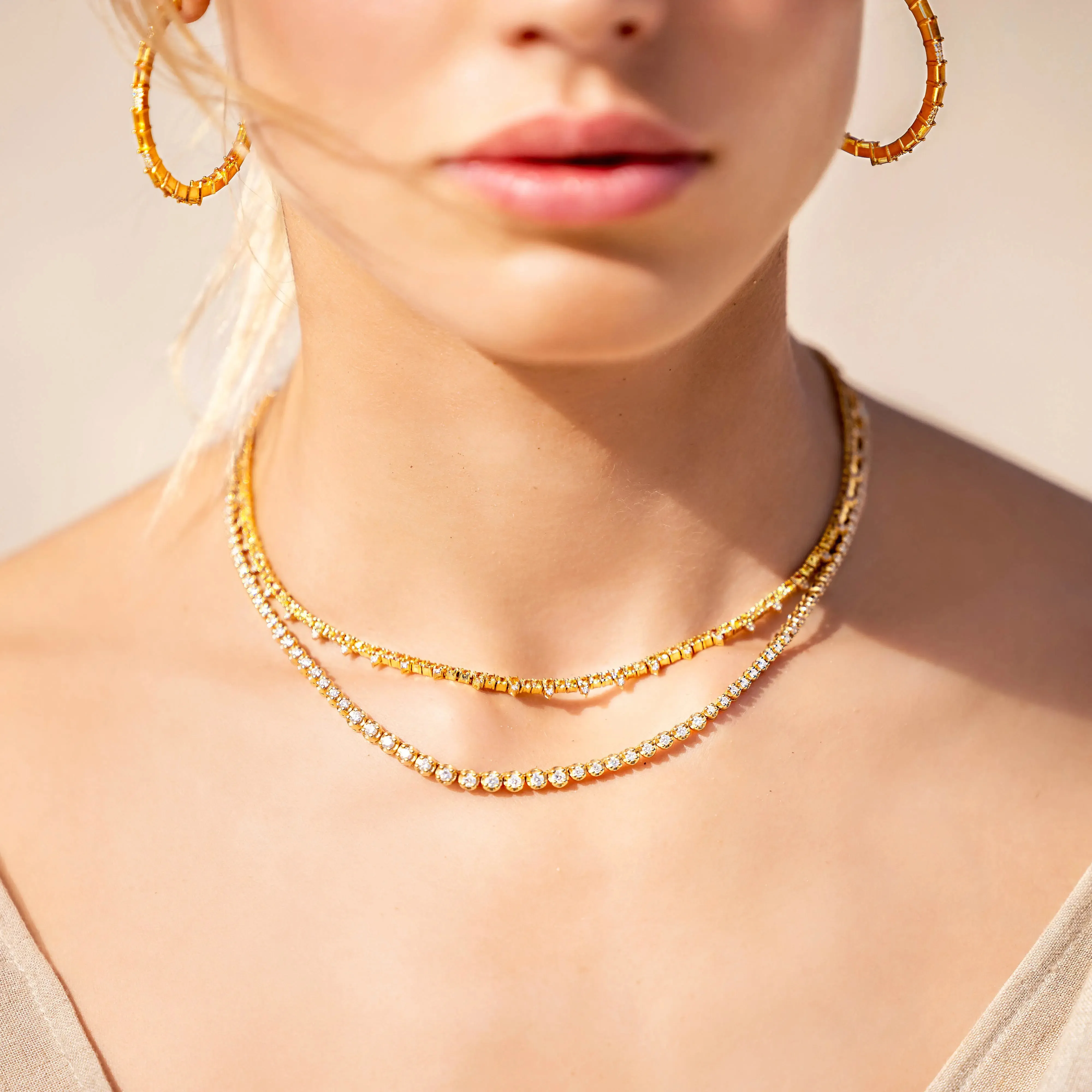 Long Diamond Graduated Tennis Necklace