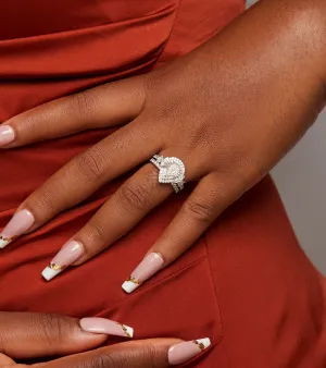 Lucy Pear Cut CZ Cluster Bride Set in 925 Sterling Silver