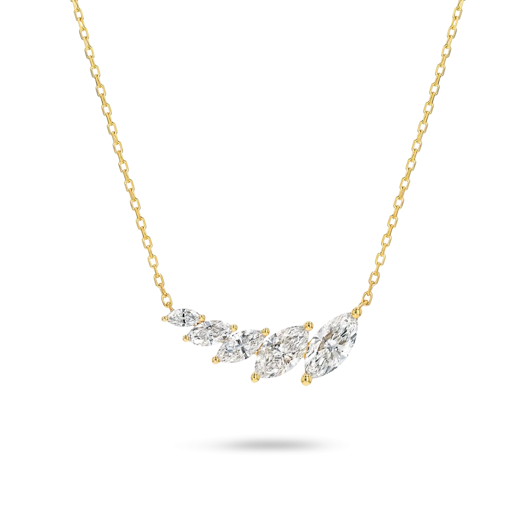 Marquise Diamond Wing Pendant Yellow Gold