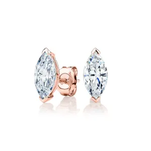 Marquise stud earrings with 2 carats* of diamond simulants in 10 carat rose gold