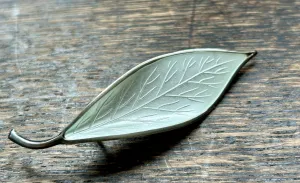 Modern Mid Century David Anderson Sterling Silver 1960??s Snowflake White Enamel Leaf Brooch