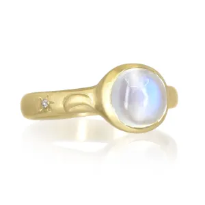 Monica Marcella Moonstone Diamond Moon and Star Ring