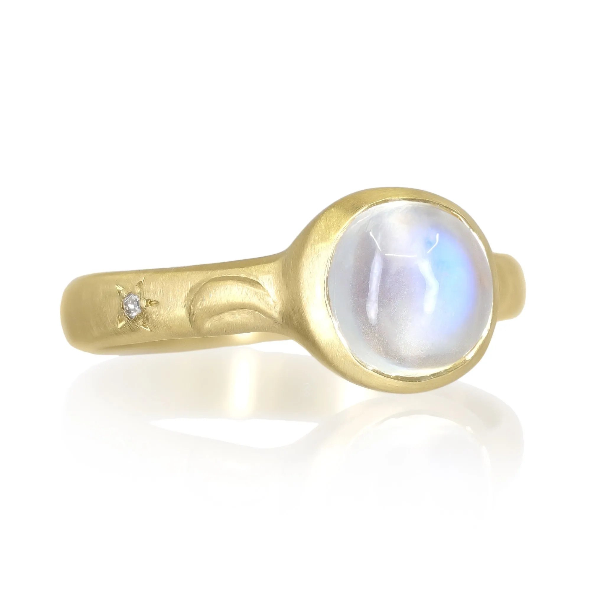 Monica Marcella Moonstone Diamond Moon and Star Ring