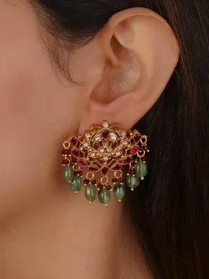 Multicolor Gold Plated Jadau Kundan Earrings - ME1261