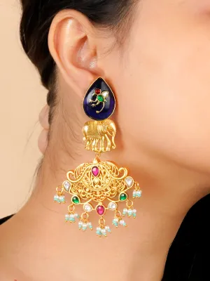Multicolor Gold Plated Mishr Earrings - MR-E188M