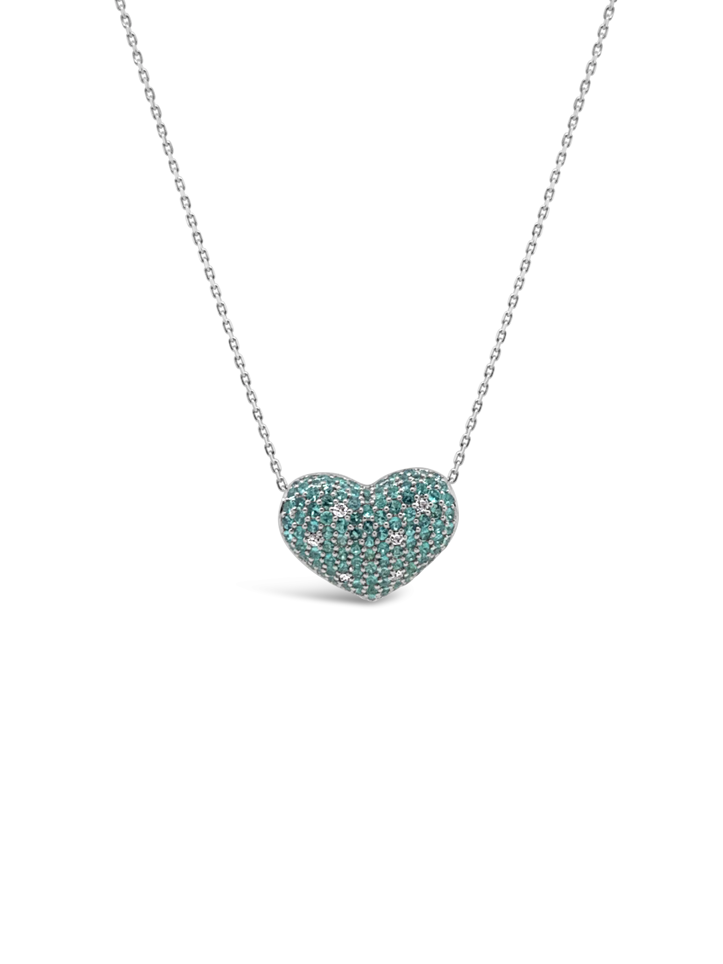 Paraiba & Diamond Heart Pendant