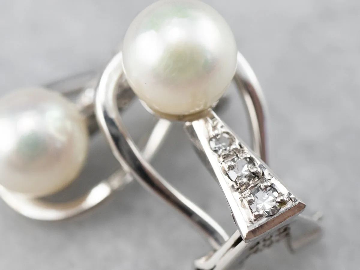 Pearl and Diamond Clip-On Earrings