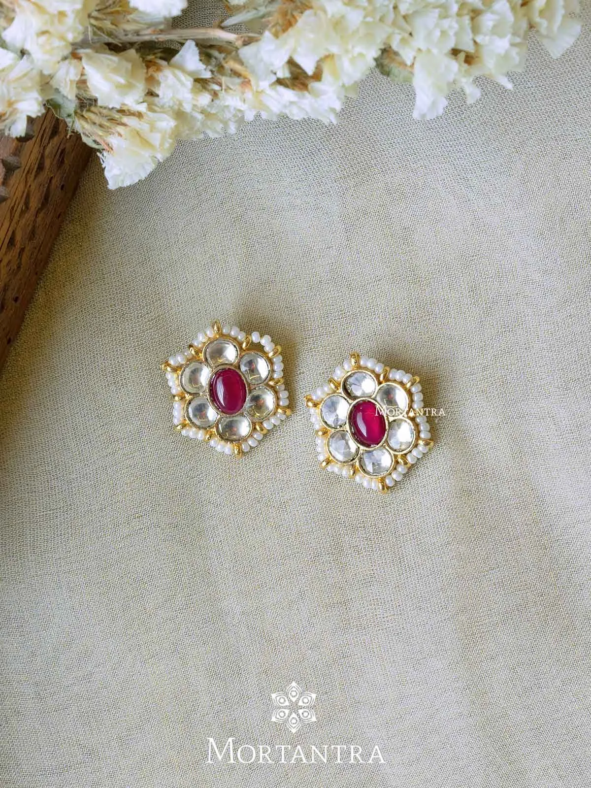 Pink Color Gold Plated Jadau Kundan Earrings - ME972YP