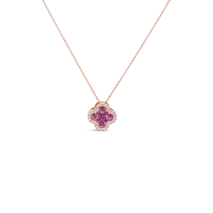 Pink Sapphire & Diamond Clover Pendant
