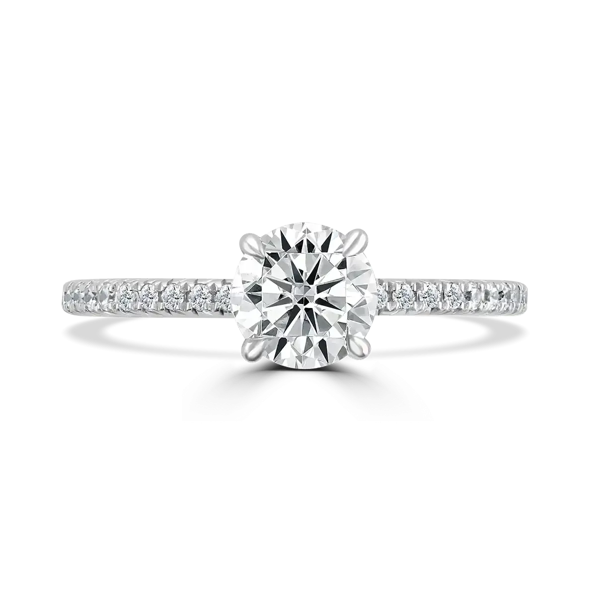 Platinum 1ct Round Brilliant Cut Laboratory Grown Diamond Solitaire With Diamond Shoulders