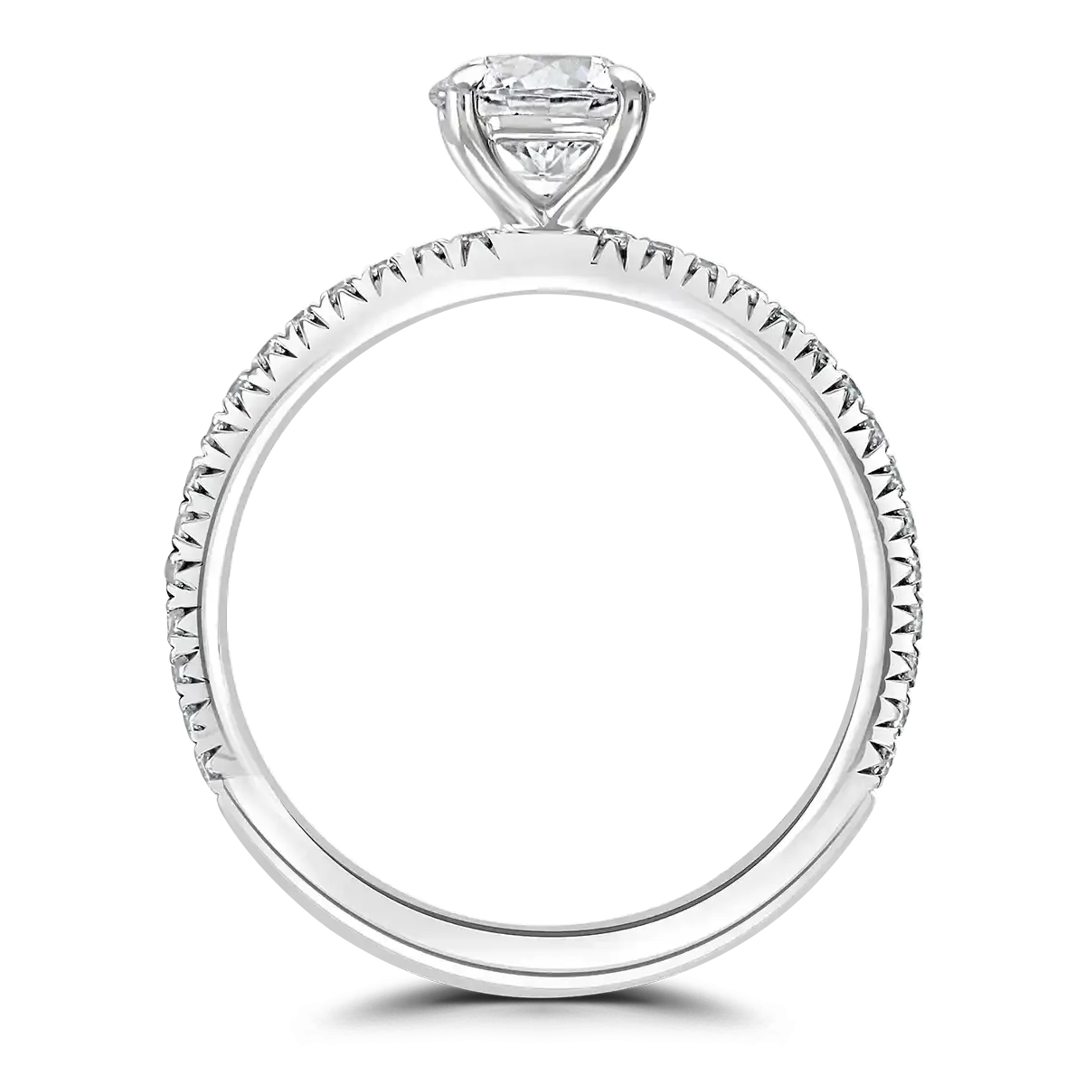 Platinum 1ct Round Brilliant Cut Laboratory Grown Diamond Solitaire With Diamond Shoulders