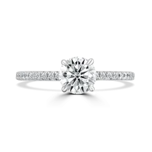 Platinum 1ct Round Brilliant Cut Laboratory Grown Diamond Solitaire With Diamond Shoulders