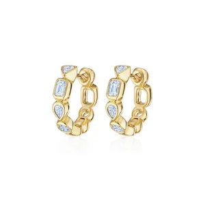 Portofino Petite Hoop Earrings with Mixed Shape Diamonds