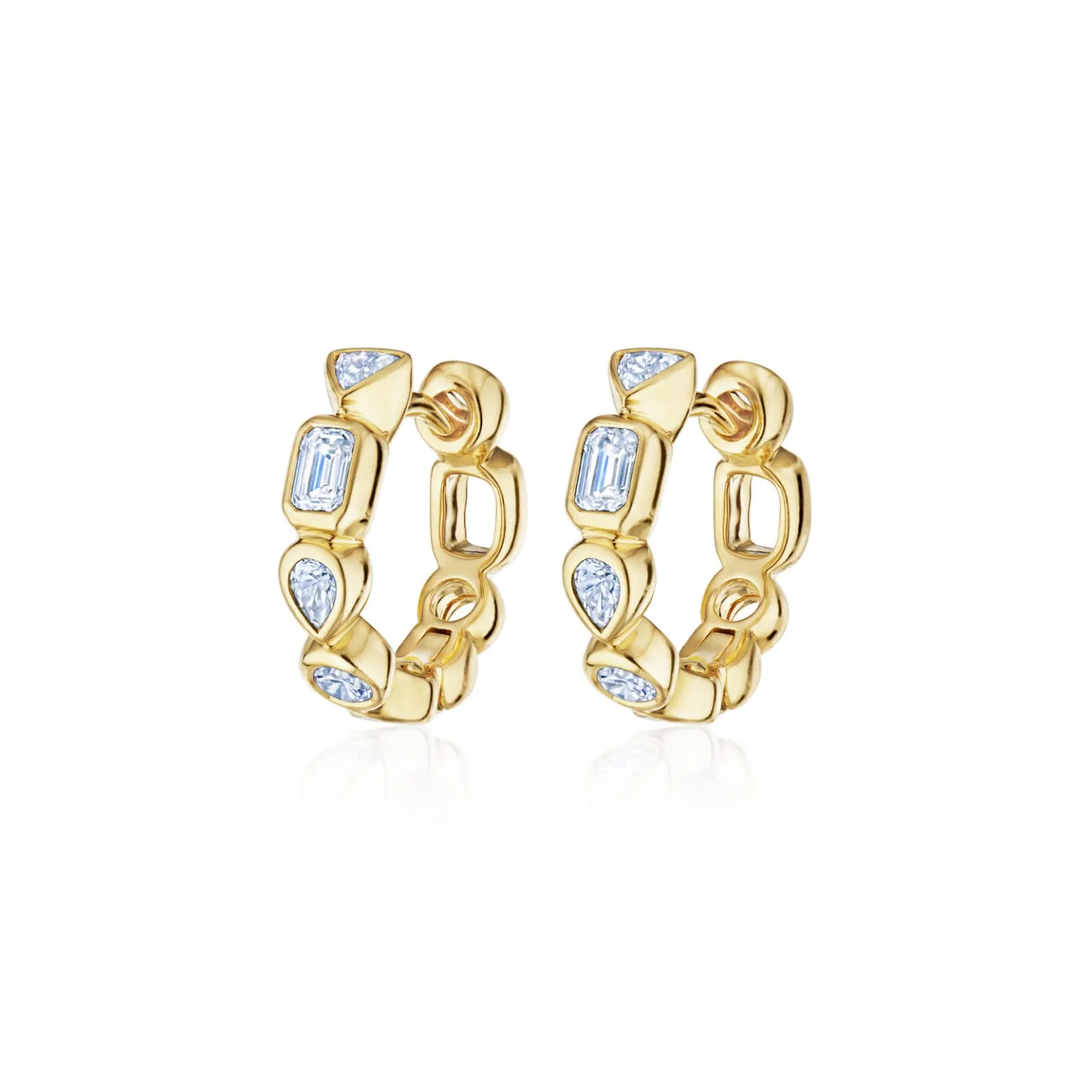 Portofino Petite Hoop Earrings with Mixed Shape Diamonds