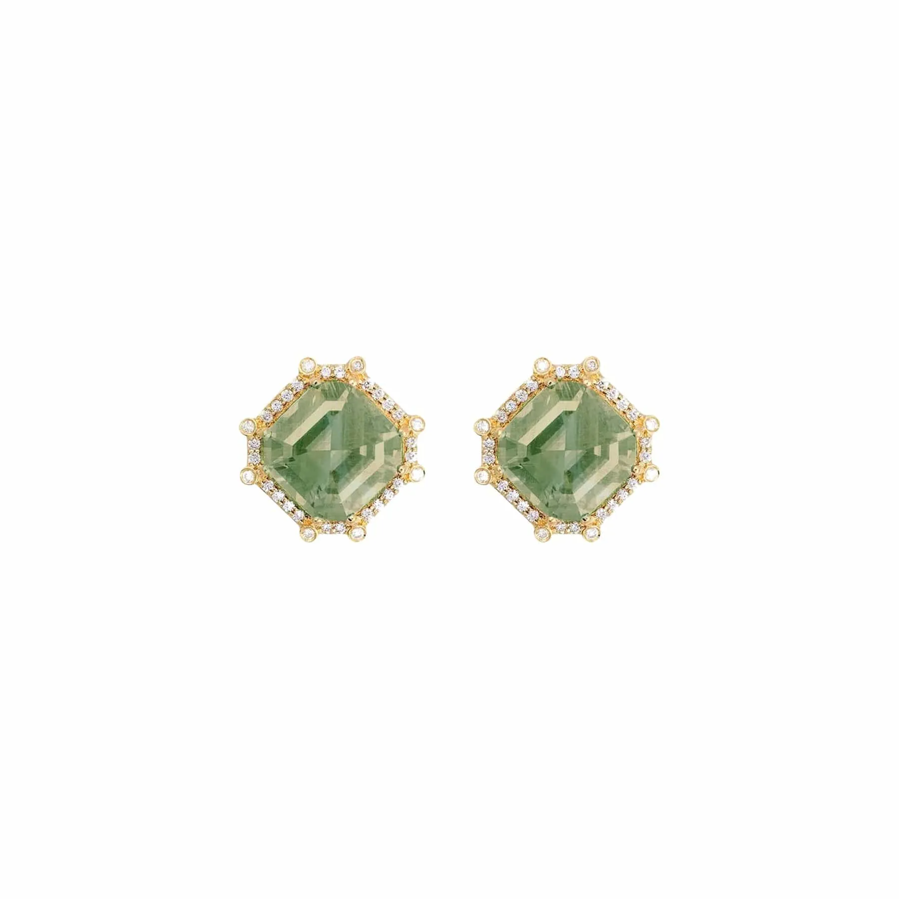 Prasiolite & Diamond Gossip Studs