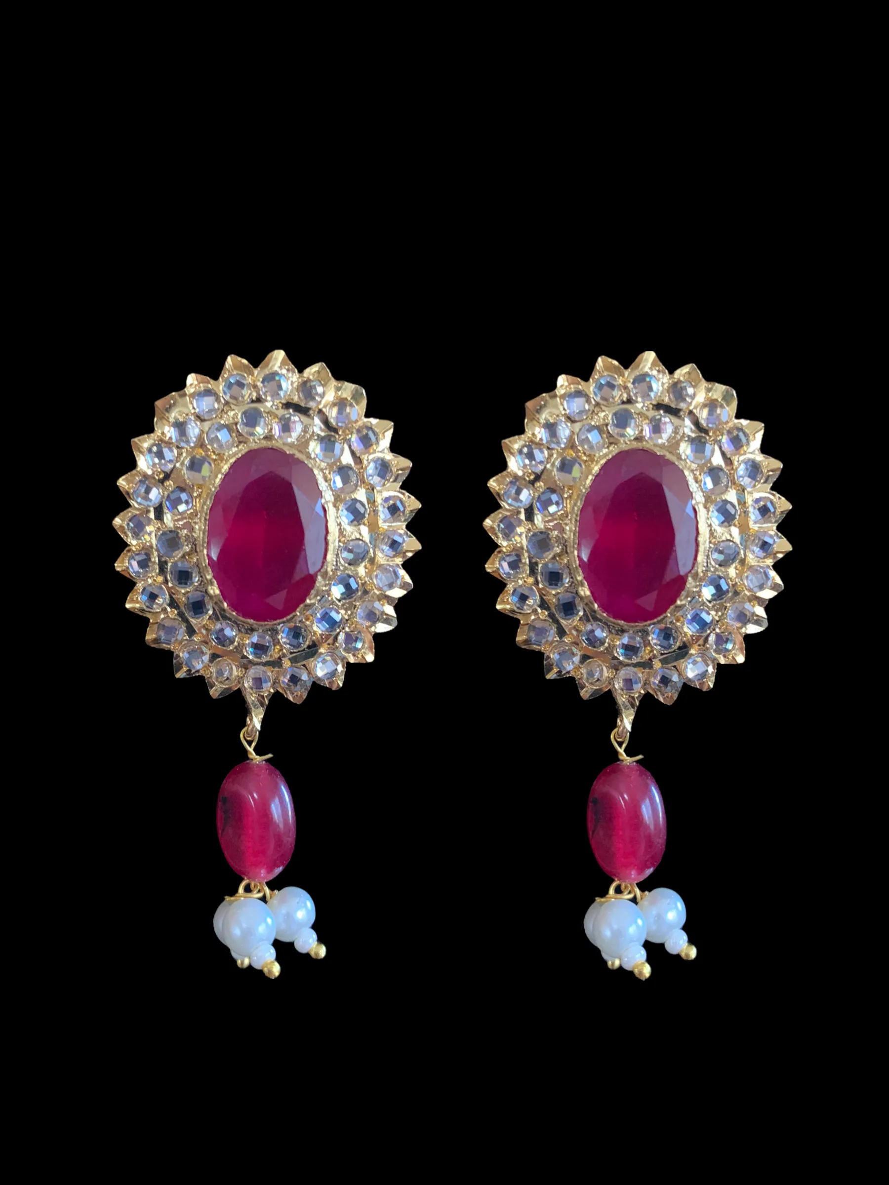 PS419 MEYAM Hyderabadi pendant set in ruby ( READY TO SHIP)