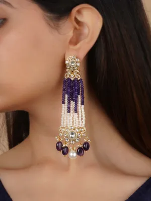 Purple Color Gold Plated Moissanite Earrings - MO-EAR34