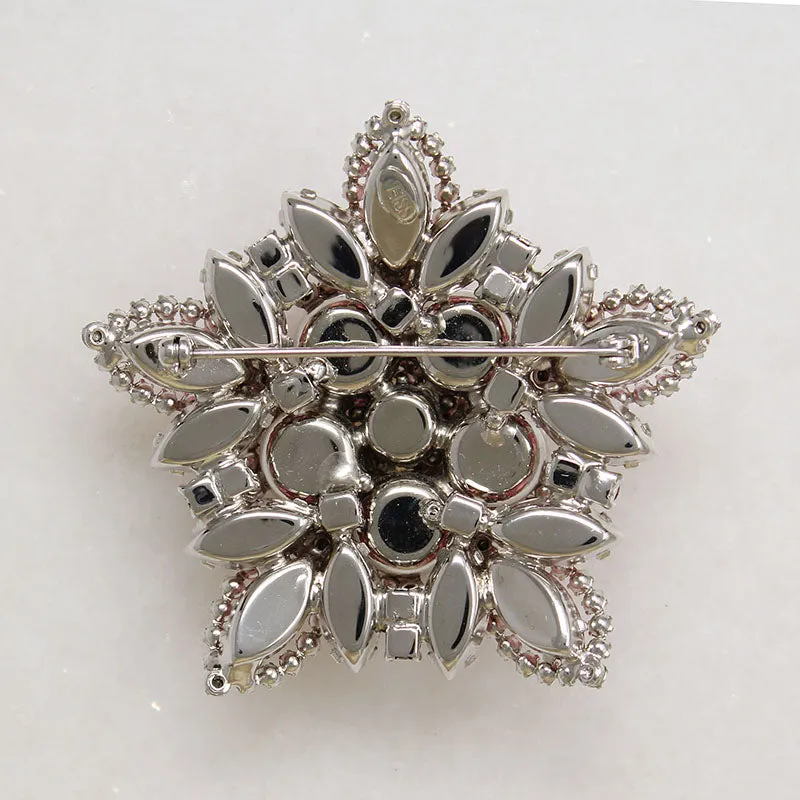 Radiant Pink & White Rhinestone Brooch by Weiss