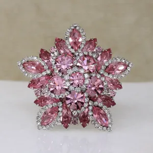 Radiant Pink & White Rhinestone Brooch by Weiss