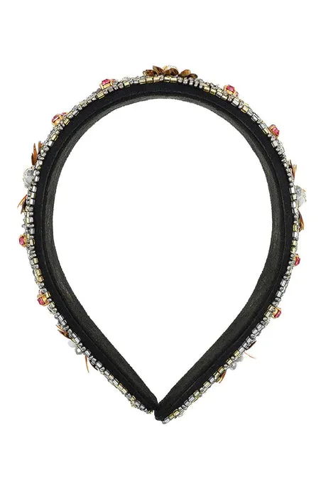 Reine Headband - Black/Gold Bead
