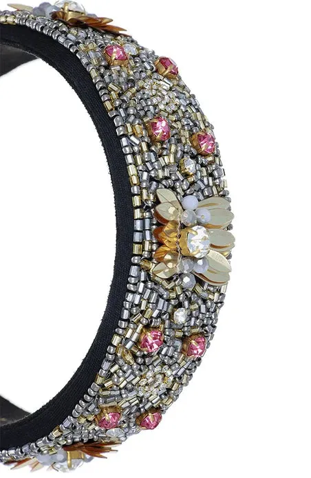 Reine Headband - Black/Gold Bead