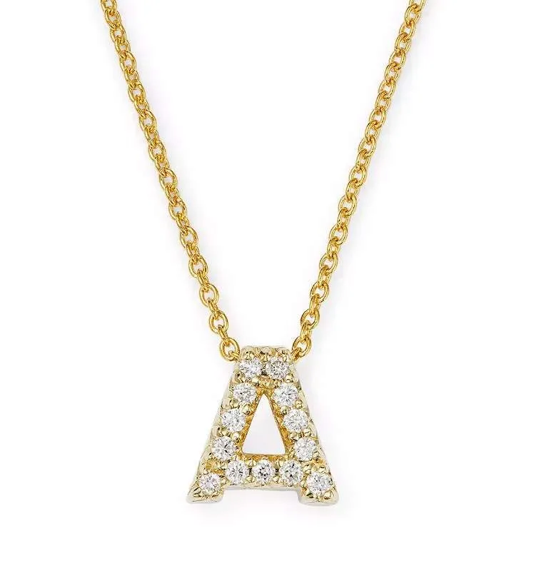 Roberto Coin TIny Treasure Love Letter &#34;A&#34; Diamond Necklace