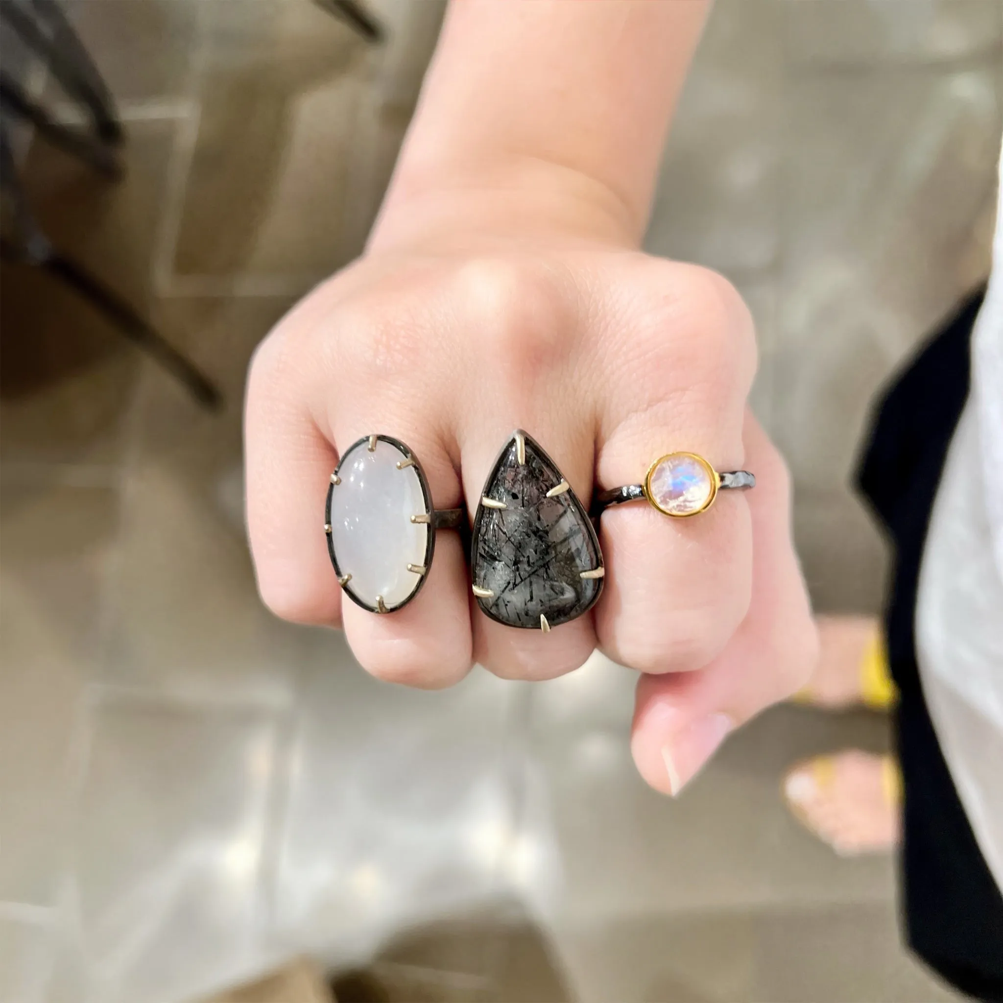 Robindira Unsworth White Moonstone Oval One of a Kind Ring