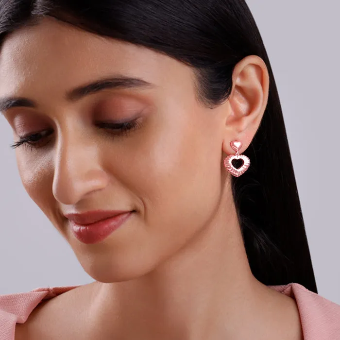 Rose Gold Blush Heart Earrings