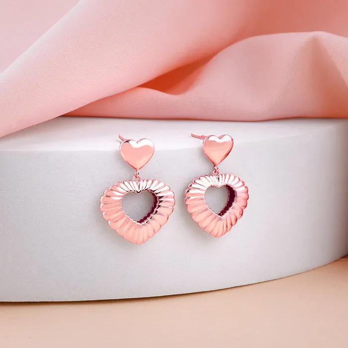 Rose Gold Blush Heart Earrings