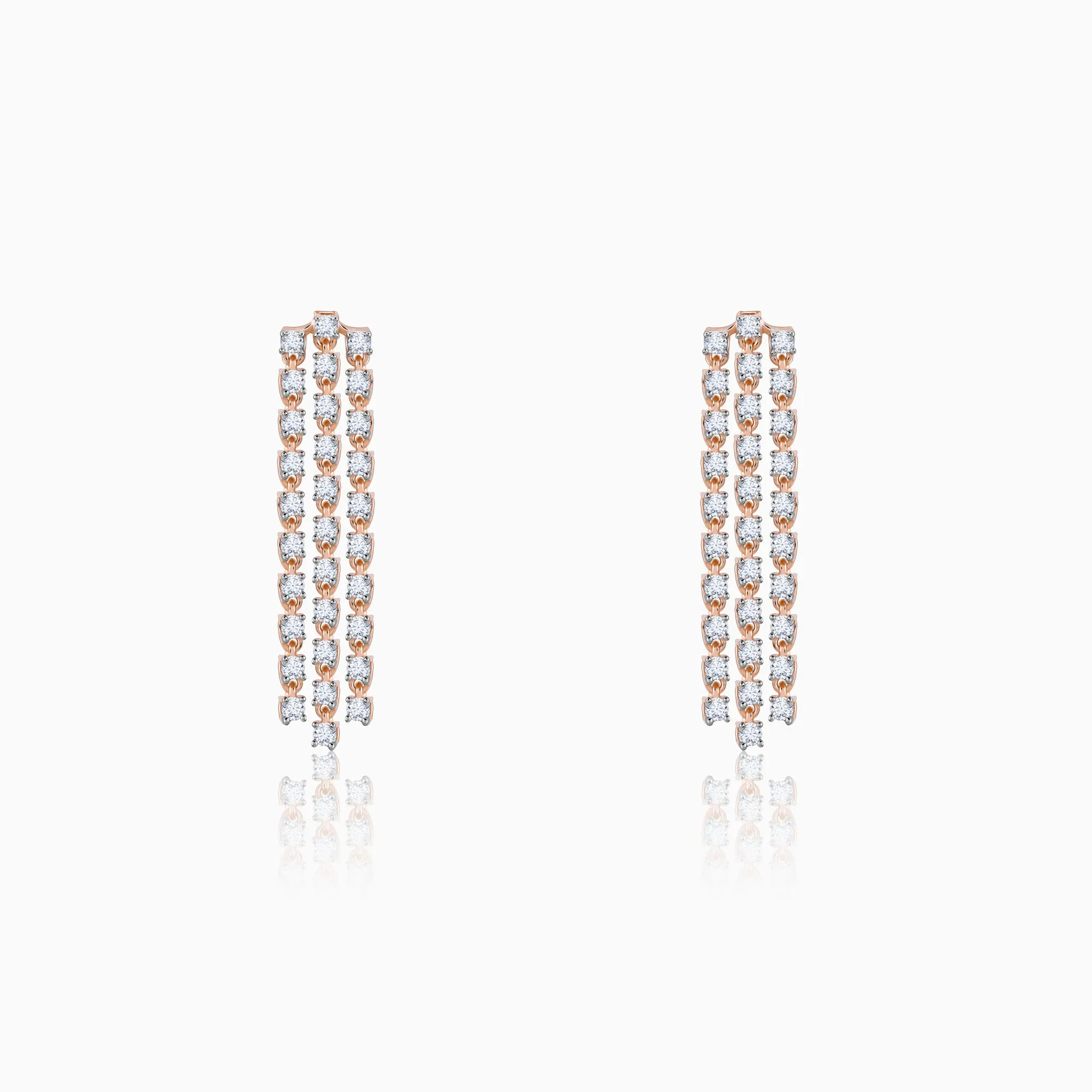 Rose Gold Glittering Diamond Earrings
